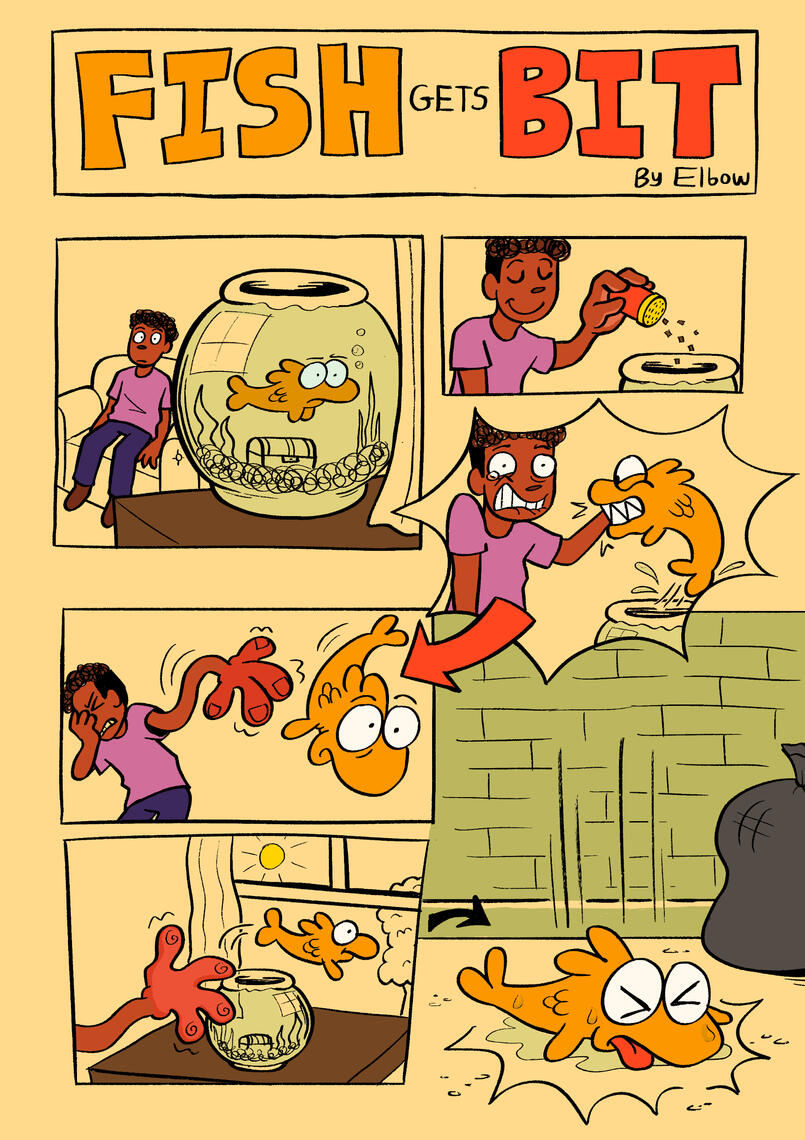 Fish Gets Bit - dialogue-less comic page 1